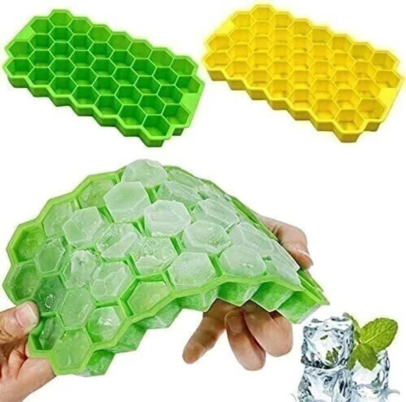 Nrutva Creation Ice Tray Green, Yellow Silicone Ice Cube Tray(Pack Of1)