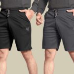 Wereko Solid Men Black, Dark Grey Sports Shorts