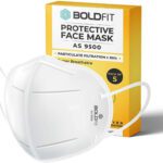 Boldfit N95 Mask For Face Anti Pollution, Protective. Third Party Tested By Manufacturer At Sgs & Ministry Of Textiles 8Bfxsm4B(White, Free Size, Pack Of 5)