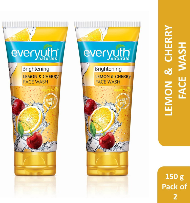 Everyuth Naturals Brightening Lemon & Cherry |Deep Cleansing, Oil Control & Tan Reduction Face Wash(300 G)