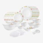 Cello Pack Of 35 Opalware Dazzle Secret Garden | Extra Strong | | Dinner Set(White, Microwave Safe)