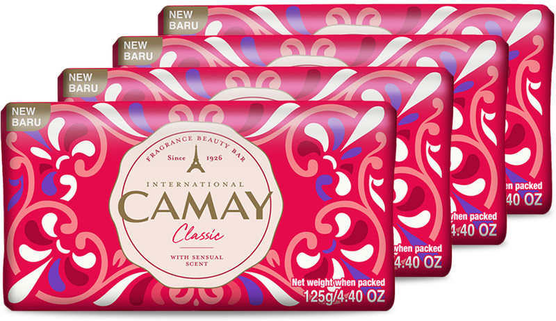 Camay Classic Carnations & Roses Beauty Soap With Indulging French Fragrance(4 X 125 G)