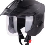 Steelbird Sbh-23 Hunter Isi Certified Open Face Motorbike Helmet(Dashing Black With Clear Visor)
