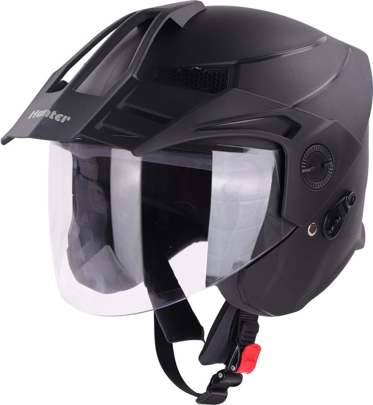Steelbird Sbh-23 Hunter Isi Certified Open Face Motorbike Helmet(Dashing Black With Clear Visor)