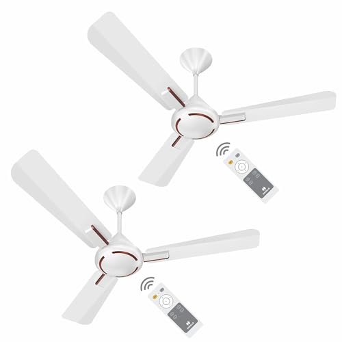 Havells 1200Mm Ambrose Bldc Motor Ceiling Fan | 5 Star Rated With Rf Remote, 100% Copper, Upto 57% Energy Saving | Eco Active Technology, 2 Year Warranty | (Pack Of 2, Pearl White Wood)