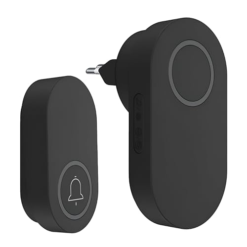 Fynsh Wireless Doorbell, 60 Melodies, 50 To 300 Metre Range, Black