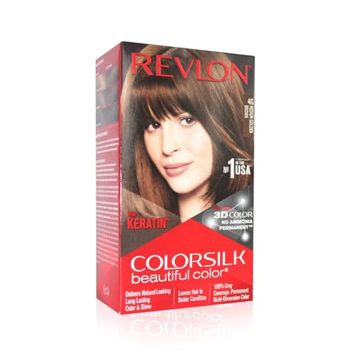 Revlon Colorsilk Permanent Hair Color For Women, Salon Perfect Hair Colour At Home With 100% Grey Coverage, Pro-Keratin & No Ammonia, Up To 8 Weeks Of Colour, Shade -Medium Golden Brown 4G(Pack Of 1)