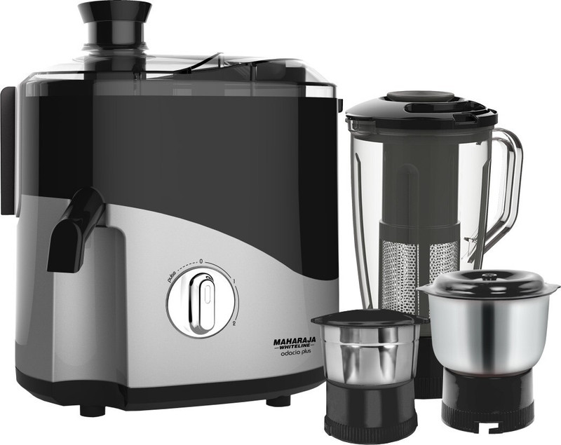 Maharaja Whiteline Odacio Plus 550 W Juicer Mixer Grinder(Odacio Plus / Jx1-157_Hl | 3 Jars | Black, Silver)
