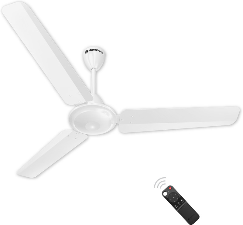 Atomberg Ameza | High Air Delivery | Low Noise | Classic Design | 5 Star 1200 Mm 3 Blade Ceiling Fan(Bldc Motor With Remote | Gloss White | Pack Of 1)