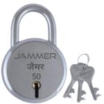 Jammer Round 50 Lock And Keys, 6 Steel Lever, Single Locking, Small Size Padlock For Home, Size 50Mm, Home Improvement Protection Silver Fnish (3 Keys)