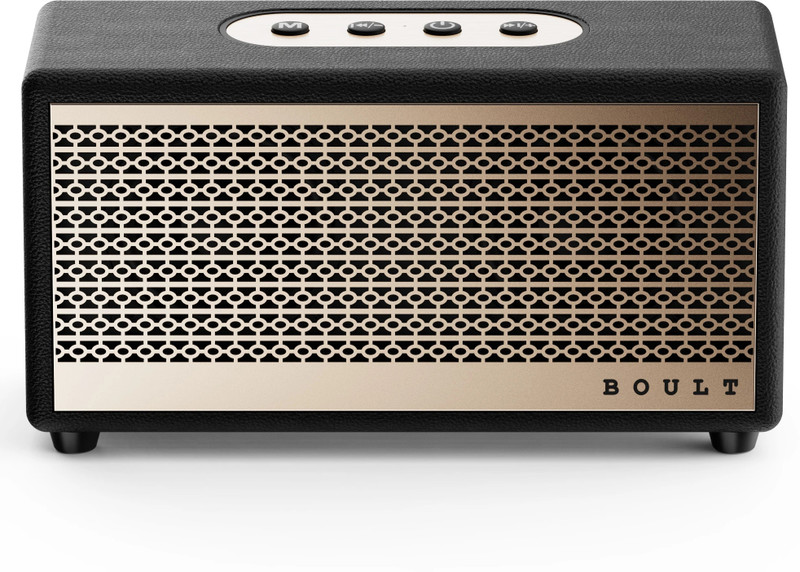 Boult Retroamp Z30 Dual Drivers, 30W Power, 10H Battery, Classic Rugged Leather, 5.3V 30 W Bluetooth Home Audio Speaker(Vintage Gold, Black, Stereo Channel)