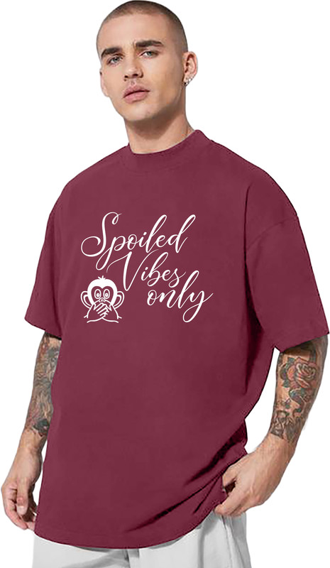 London Hills Printed, Typography Men Round Neck Maroon T-Shirt