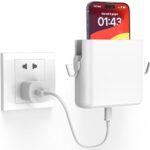 Elv Direct Wall Mounted Mobile Holder Case For Phones With Strong Adhesive Strips | Wall Mount Mobile Stand/Multi-Purpose Stand For Phone Charging (White)