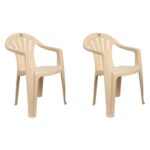 Cello Capri Chair Set (Plastic, Beige, Pack Of 2)