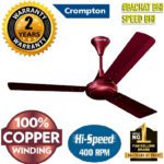 Crompton Surebreeze 400 Rpm Ultra High Speed 100% Copper Motor Longer Life5 1 Star 1200 Mm 3 Blade Ceiling Fan(Energy Saving | Rich Brown Ultra High Speed 100% Copper Superior Quality5 | Pack Of 1)