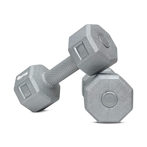 Fitbox Sports Exclusive Blend Dumbbells 8Kg Anti Slip Anti Rolling Dumbbells Set (4Kg X 2) Steel Gray