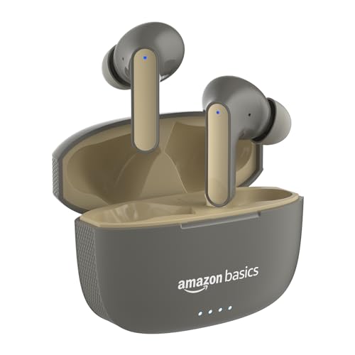 Amazon Basics Tws In-Ear Earbuds (Ab-A8) With Fast Charging Up To 50 Hours Of Playtime | Dual 10Mm Driver | Ipx4 Water-Resistance | Bluetooth 5.3 | Charging Case With Mic | Touch Control (Beige)