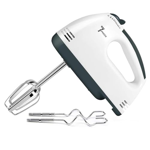 Konquer Times Hand Mixer, Hand Whisk, Electric Hand Mixers, Small Stainless Steel Handheld Mixer, 2 Mixers And 2 Dough Hooks Electric Hand Mixers For Kitchen Beating Eggs, Cakes – 260W