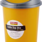 Ratan Ratan Plasticware Euro Clean Table Top Dustbin (Big)-Tech Yellow (Pack Of 1) Plastic Dustbin(Yellow)