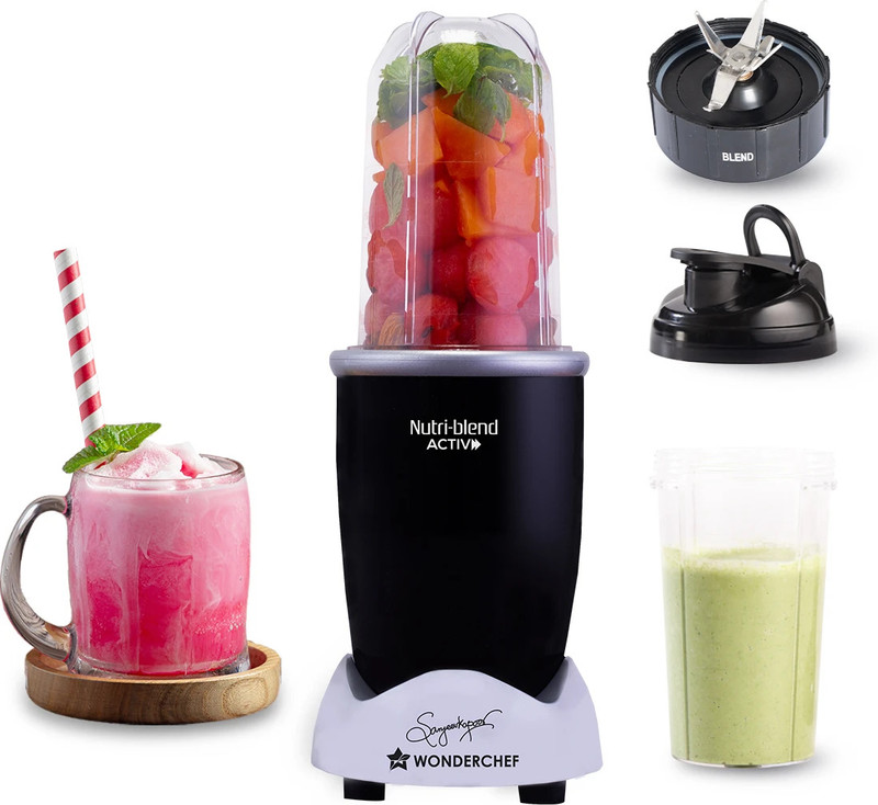 Wonderchef Activ 500 W Juicer Mixer Grinder(Nutri-Blend Activ | 2 Jars | Black)