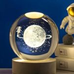 Desidiya Big Moon Fairy 3D Crystal Ball Night Light With Wooden Base – Led Usb Table Lamp For Kids, Teens, And Home Decor