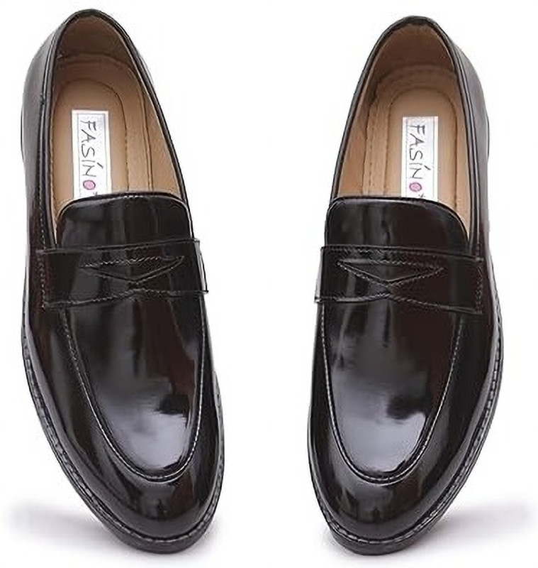 Fasino Causal Leather Loafers | Trendy Waterproof Slip-On’S | Soft Cushioned Insole Loafers For Men(Black , 6)