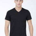 Levi’S Solid Men V Neck Black T-Shirt