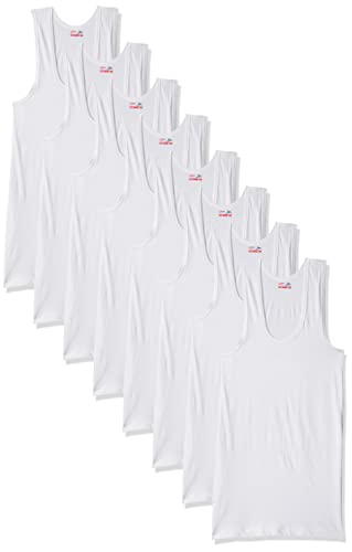 Rupa Jon Sleeveless Vest For Men, 100% Cotton Material, Round Neck, Pack Of 9 White