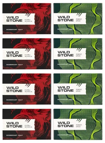 Wild Stone 4 Ultra Sensual And 4 Forest Spice Combo For Men, Pack Of 8 (100Gm Each)