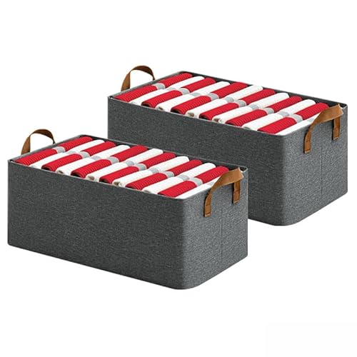 Merao Foldable Fabric Storage Box With Handles – Durable Organizer For Clothes, Toys, And More (Pack Of 2)