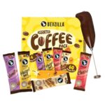 Bevzilla 60 Flavoured Coffee Sachets With Frother (60X2 Gram) | 15 Pouch Each Flavour | Hazelnut,Vanilla,Classic & Butterscotch | Cafe Coffee Kit