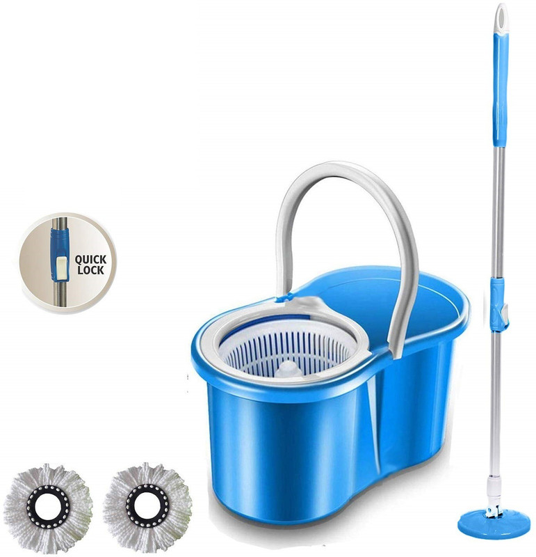 Shivonic Magic Dry Bucket Mop – 360 Degree Self Spin Wringing Mop Set(Blue)
