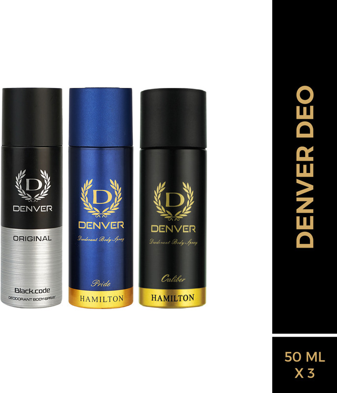 Denver Pride, Black.Code Original & Caliber Nano Deodorant Spray  –  For Men(150 Ml, Pack Of 3)
