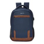 Amazon Basics 15.6 Inch Multifunctional Laptop Bag With Usb Charging Port, Anti Theft Pocket And Accessories Organizer | Office & College Laptop Backpack For Men & Women (Tan And Blue)