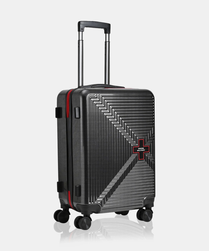 Swiss Military Mosaic Hard Top 20 Inch Luggage Trolley Bag Black Carbon Fiber Cabin Suitcase 8 Wheels – 20 Inch
