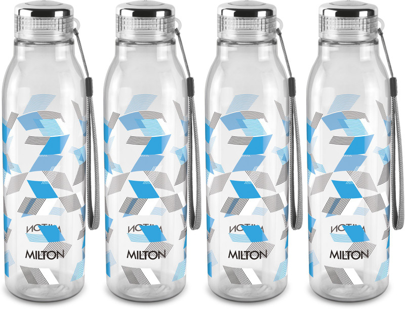 Milton Helix 1000 Pet Water Bottle, Set Of 4, 1 Litre Each, Blue 1000 Ml Bottle(Pack Of 4, Blue, Clear, Plastic)