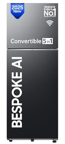 Samsung 330 L, 3 Star, Convertible 5-In-1, Digital Inverter, Frost Free Double Door, Wifi Enabled Bespoke Ai Refrigerator (Rt34Dg5A4Dbxhl, Luxe Black)
