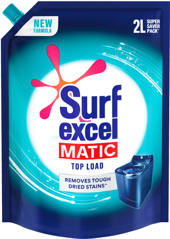 Surf Excel Matic Top Load Liquid Detergent 2L Refill Pouch, Remove Stains Multi-Fragrance Liquid Detergent(2 L)