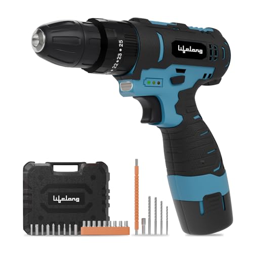 Lifelong Cordless Drill Machine For Home & Diy Use | Drill Driver | 12V Battery | 1450 Rpm | | 25 Accessories | Free Screw Set | Cordless Screwdriver | Drill Machine For Home |Multiple Torque Setting