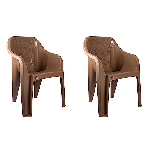 Cello Dynamo Without Cushion Chair (Plastic,Brown,2 Pieces)