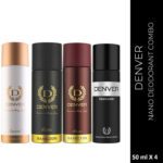 Denver Black Code,Caliber,Honour & Imperial Nano Deo | Long Lasting (50Ml X 4) Deodorant Spray – For Men(200 Ml, Pack Of 4)