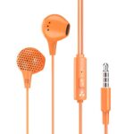 Ambrane Wired Earphones With Mic | 3.5Mm Audio Jack | 14Mm Driver For Hd Sound & Deep Bass | Tangle-Free 1.2M Cable | In Ear Comfort Fit | Compatible With Mobiles, Tablets, Laptops, Pcs (Ep-83 Orange)
