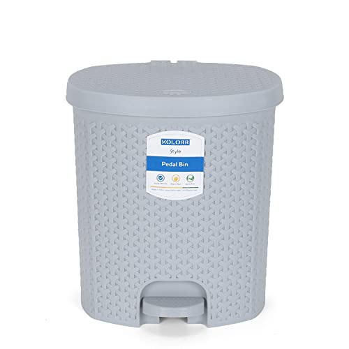 Kolorr Magnum Plastic Pedal Dustbin Medium Size Trash Can Garbage Waste Bin With Lid For Home Kitchen Office Bathroom & Washroom – 6 Liters (Daiso Grey)