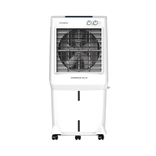 Crompton Surebreeze 95 Desert Air Cooler For Home | High Density Honeycomb Pad For Faster Cooling | 4 Way Air-Deflection & Auto Swing | Faster Air Delivery| Everlast Pump |With Ball Bearing Advantage