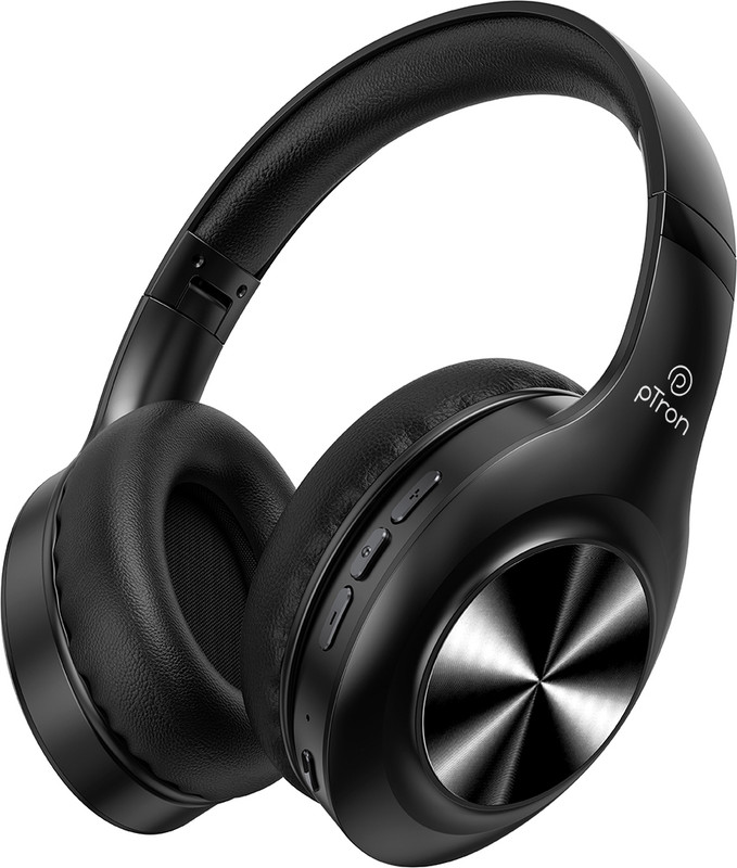 Ptron Studio Pro W/ Dual Pairing, 65H Playtime, 45Ms Game Mode,Fast Charge,Clear Calls Bluetooth(Black, On The Ear)