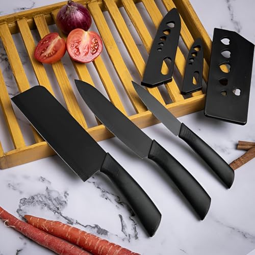 Cokitchen Stainless Steel Chef Knife Set | Razor-Sharp Blades For Cutting, Slicing & Dicing | Ergonomic Handles | Kitchen & Restaurant Knife Set For All Tasks(3-Piece)