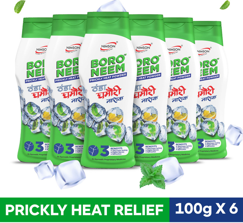 Nimson Boro Neem Cool Talc Ghamori Nashak Prickly Heat Talcum Powder For Summer(6 X 100 G)