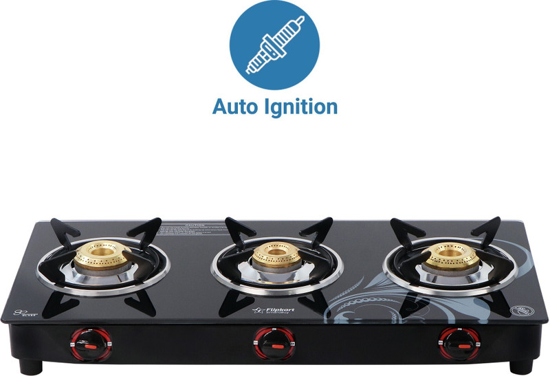 Flipkart Smartbuy Classic Pro 3 Burners Auto Ignition Glass Automatic Gas Stove(3 Burners)