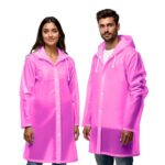 Robustt Unisex Raincoat With Hood – Pink (Pack Of 2) | Waterproof Rain Poncho | Eva Material | Reusable | Lightweight | Fashionable | Universal Size | Raincoat For Men And Women