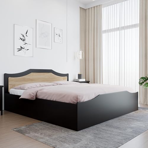 Nilkamal Willy King Bed With Box Storage | Engineered Wood | Contemporary Design | Wenge